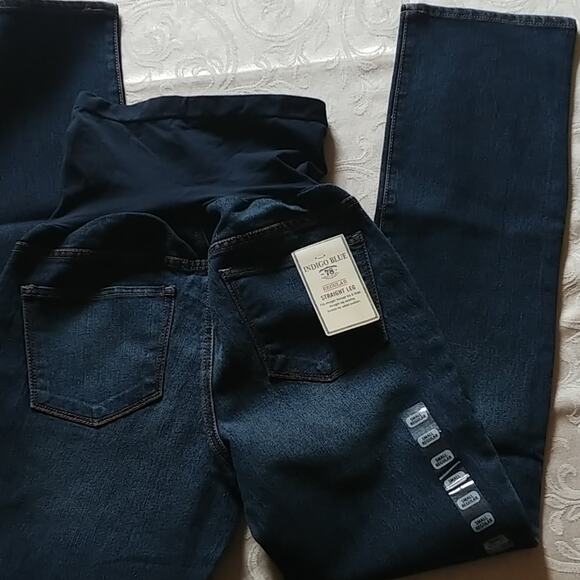 Indigo Blue Maternity Jeans Regular Straight Leg Dark Wash Small - Picture 4 of 6